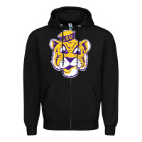 Black Vintage Louisiana State Tiger Mascot Zipper Hoodie - Craftify