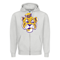 Dove Grey Vintage Louisiana State Tiger Mascot Zipper Hoodie - Craftify
