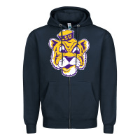Navy Vintage Louisiana State Tiger Mascot Zipper Hoodie - Craftify