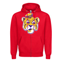 Red Vintage Louisiana State Tiger Mascot Zipper Hoodie - Craftify
