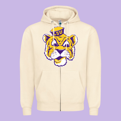 Vintage Louisiana State Tiger Mascot Zipper Hoodie Designed By Craftify