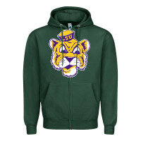 Sports Green Vintage Louisiana State Tiger Mascot Zipper Hoodie - Craftify