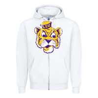 White Vintage Louisiana State Tiger Mascot Zipper Hoodie - Craftify