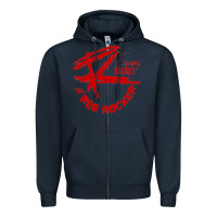 Navy red rocker music Zipper Hoodie - Craftify