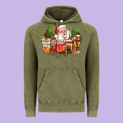 Christmas Santa Coffee Cups Vintage Hoodie Designed By Cowgirlartshop