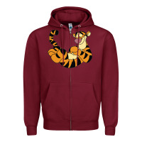 Burgundy tigger Zipper Hoodie - Craftify