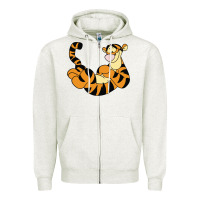 Oatmeal Heather tigger Zipper Hoodie - Craftify