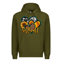 Army Green softball hearts Premium Hoodie - Jasminsmagicworld