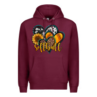 Burgundy softball hearts Premium Hoodie - Jasminsmagicworld
