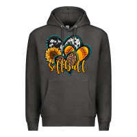 Charcoal Heather softball hearts Premium Hoodie - Jasminsmagicworld