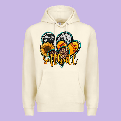Softball Hearts Premium Hoodie Designed By Jasminsmagicworld