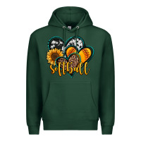Sports Green softball hearts Premium Hoodie - Jasminsmagicworld