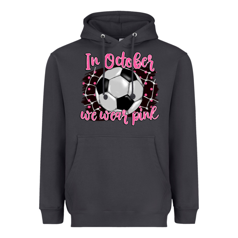 In October We Wear Pink Soccer Heavyweight Hoodie by BarkalooDesign | Teevron