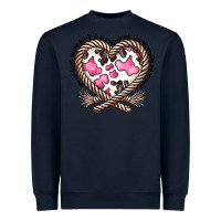 Navy western cowhide heart Heavyweight Sweatshirt - CowhideDigitalArt
