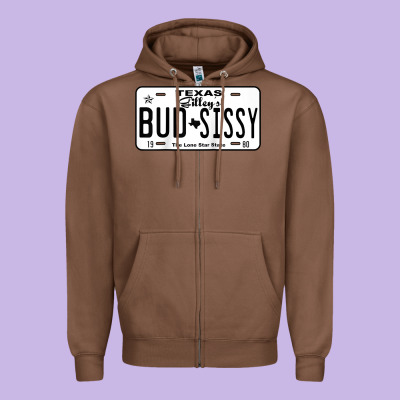 Country Love Gilley's Bud N Sissy Texas Cowboy License Gift Raglan Bas Zipper Hoodie Designed By Craftify