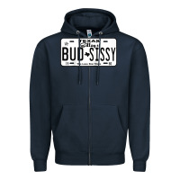 Navy country love gilley's bud n sissy texas cowboy license gift raglan bas Zipper Hoodie - Craftify