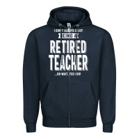 Navy Retired Teacher Zipper Hoodie - Craftify