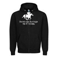 Black Saratoga Springs New York Horse Racing Jockey Zipper Hoodie - Craftify