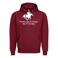 Burgundy Saratoga Springs New York Horse Racing Jockey Zipper Hoodie - Craftify