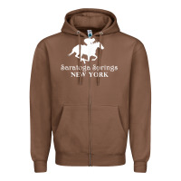 Chestnut Saratoga Springs New York Horse Racing Jockey Zipper Hoodie - Craftify