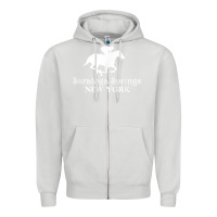 Dove Grey Saratoga Springs New York Horse Racing Jockey Zipper Hoodie - Craftify
