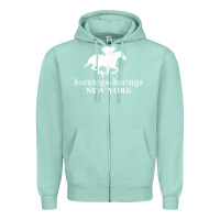 Seafoam Saratoga Springs New York Horse Racing Jockey Zipper Hoodie - Craftify