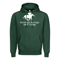 Sports Green Saratoga Springs New York Horse Racing Jockey Zipper Hoodie - Craftify