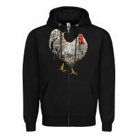 Black dominique rooster Zipper Hoodie - LillyAllenDesigns