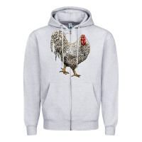 Heather Grey dominique rooster Zipper Hoodie - LillyAllenDesigns