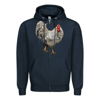 Navy dominique rooster Zipper Hoodie - LillyAllenDesigns