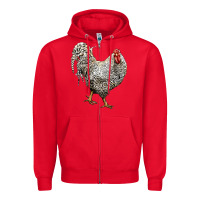 Red dominique rooster Zipper Hoodie - LillyAllenDesigns