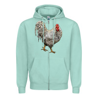 Seafoam dominique rooster Zipper Hoodie - LillyAllenDesigns