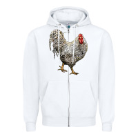 White dominique rooster Zipper Hoodie - LillyAllenDesigns