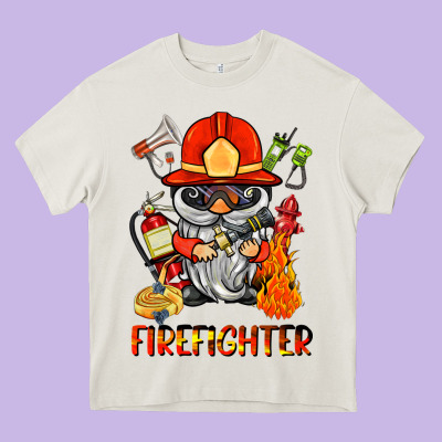 Firefighter Gnome Heavy Core Tee Designed By Barkaloodesign
