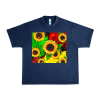 Navy juneteenth sunflowers Urban Heavy Tee - CowGirlArtShop
