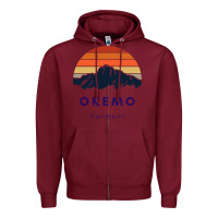 Burgundy Okemo Vermont Skiing Snowboarding Hikers Gifts for VT Travel Zipper Hoodie - InspiraDesign