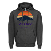 Charcoal Heather Okemo Vermont Skiing Snowboarding Hikers Gifts for VT Travel Zipper Hoodie - InspiraDesign