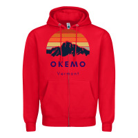 Red Okemo Vermont Skiing Snowboarding Hikers Gifts for VT Travel Zipper Hoodie - InspiraDesign