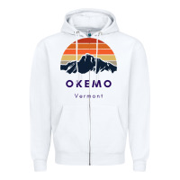 White Okemo Vermont Skiing Snowboarding Hikers Gifts for VT Travel Zipper Hoodie - InspiraDesign