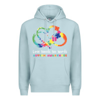 Blue Mist Love Needs No Words Heart Puzzle Autism Premium Hoodie - CowhideDigitalArt