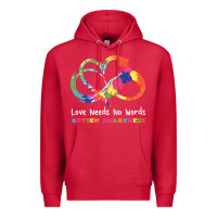 Cardinal Love Needs No Words Heart Puzzle Autism Premium Hoodie - CowhideDigitalArt