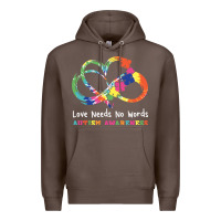 Coffee Love Needs No Words Heart Puzzle Autism Premium Hoodie - CowhideDigitalArt