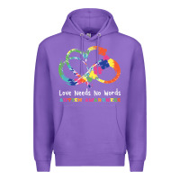 Love Needs No Words Heart Puzzle Autism Premium Hoodie | Teevron