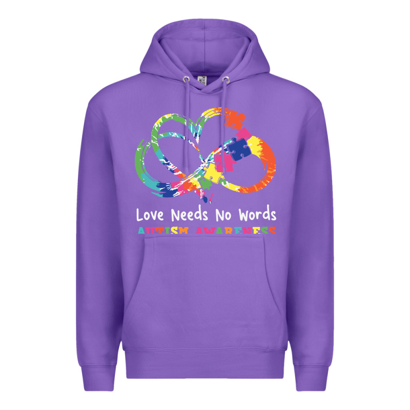 Love Needs No Words Heart Puzzle Autism Premium Hoodie by CowhideDigitalArt | Teevron
