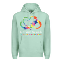Seafoam Love Needs No Words Heart Puzzle Autism Premium Hoodie - CowhideDigitalArt