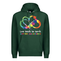 Sports Green Love Needs No Words Heart Puzzle Autism Premium Hoodie - CowhideDigitalArt
