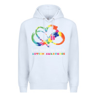 White Love Needs No Words Heart Puzzle Autism Premium Hoodie - CowhideDigitalArt