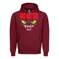 Burgundy monster Zipper Hoodie - InspiraDesign