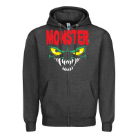 Charcoal Heather monster Zipper Hoodie - InspiraDesign