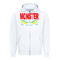 White monster Zipper Hoodie - InspiraDesign